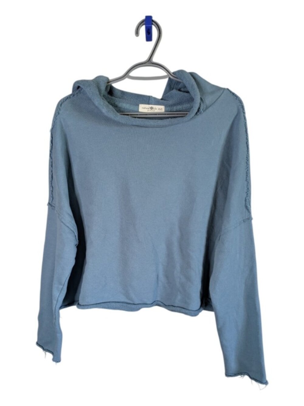 Natural‎ Life Raw Hem Cropped Hoodie Blue Size XS/S Oversized Slouchy